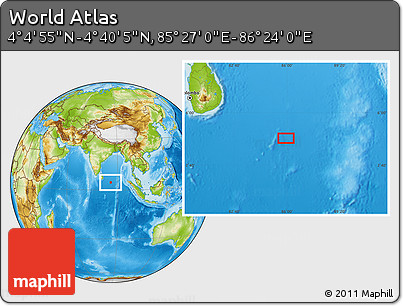 Physical Location Map of the Area around 4° 22' 30" N, 85° 55' 30" E