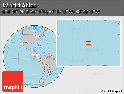 Gray Location Map of the Area around 4° 22' 30" N, 89° 10' 30" W