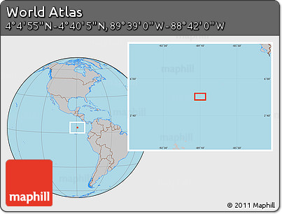 Gray Location Map of the Area around 4° 22' 30" N, 89° 10' 30" W