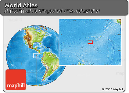 Physical Location Map of the Area around 4° 22' 30" N, 89° 10' 30" W