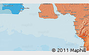 Political 3D Map of the area around 4° 22' 30" N, 8° 34' 29" E