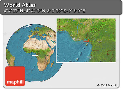Satellite Location Map of the Area around 4° 22' 30" N, 8° 34' 29" E