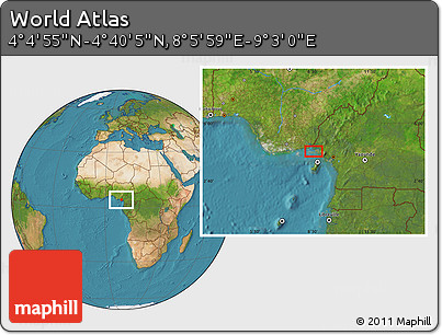 Satellite Location Map of the Area around 4° 22' 30" N, 8° 34' 29" E