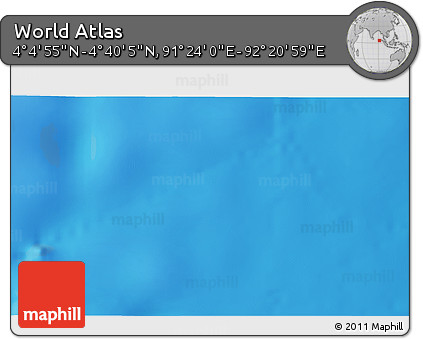 Physical 3D Map of the Area around 4° 22' 30" N, 91° 52' 30" E
