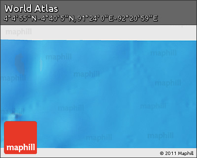 Physical 3D Map of the Area around 4° 22' 30" N, 91° 52' 30" E