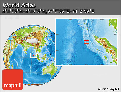 Physical Location Map of the Area around 4° 22' 30" N, 93° 34' 29" E