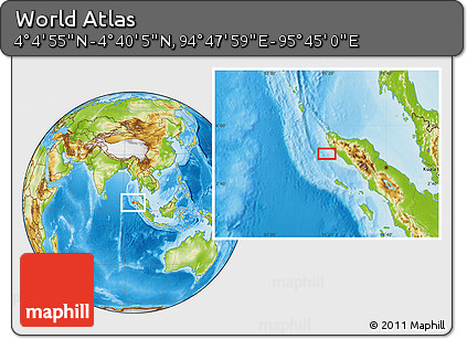Physical Location Map of the Area around 4° 22' 30" N, 95° 16' 30" E