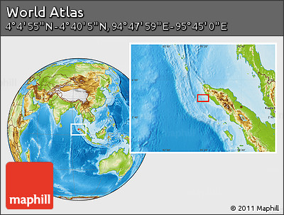 Physical Location Map of the Area around 4° 22' 30" N, 95° 16' 30" E