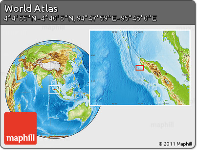 Physical Location Map of the Area around 4° 22' 30" N, 95° 16' 30" E