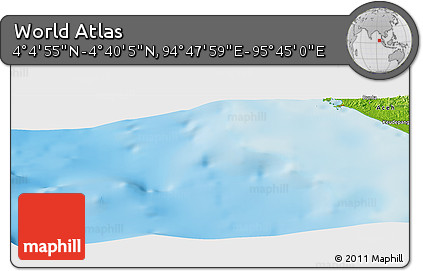 Physical Panoramic Map of the Area around 4° 22' 30" N, 95° 16' 30" E