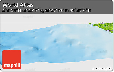 Physical Panoramic Map of the Area around 4° 22' 30" N, 95° 16' 30" E