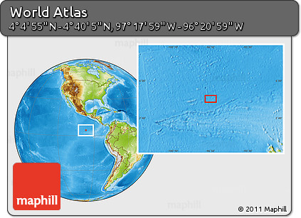 Physical Location Map of the Area around 4° 22' 30" N, 96° 49' 29" W