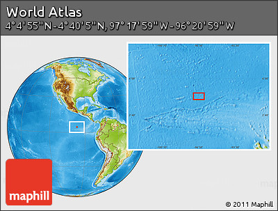 Physical Location Map of the Area around 4° 22' 30" N, 96° 49' 29" W