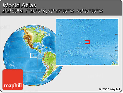 Physical Location Map of the Area around 4° 22' 30" N, 96° 49' 29" W