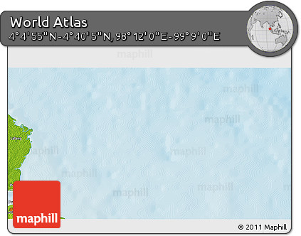 Physical 3D Map of the Area around 4° 22' 30" N, 98° 40' 30" E