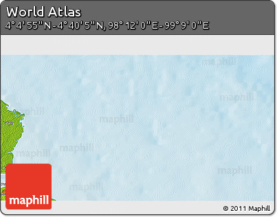 Physical 3D Map of the Area around 4° 22' 30" N, 98° 40' 30" E