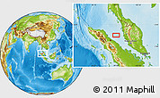 Physical Location Map of the area around 4° 22' 30" N, 99° 31' 30" E