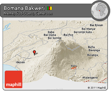 Shaded Relief Panoramic Map of Bomana Bakweri