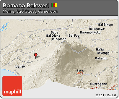 Shaded Relief Panoramic Map of Bomana Bakweri