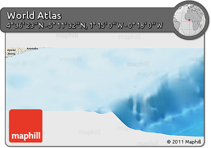 Shaded Relief Panoramic Map of the Area around 4°&nbsp;53'&nbsp;57"&nbsp;N,&nbsp;0°&nbsp;46'&nbsp;30"&nbsp;W