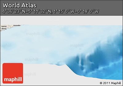 Shaded Relief Panoramic Map of the Area around 4°&nbsp;53'&nbsp;57"&nbsp;N,&nbsp;0°&nbsp;46'&nbsp;30"&nbsp;W