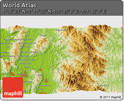 Physical 3D Map of the Area around 4° 53' 57" N, 101° 13' 29" E