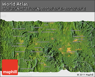 Satellite 3D Map of the Area around 4° 53' 57" N, 102° 4' 29" E
