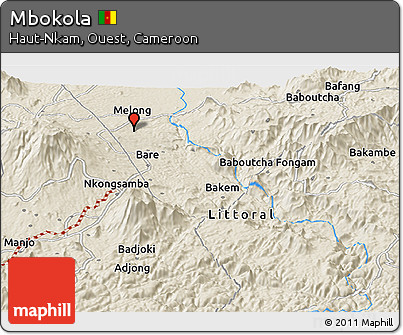 Shaded Relief Panoramic Map of Mbokola
