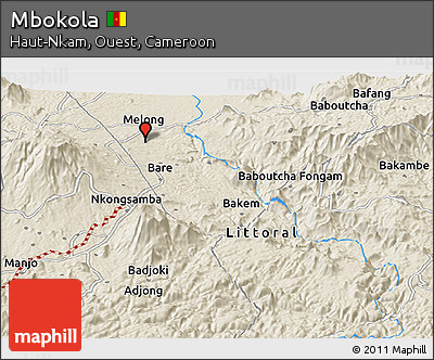 Shaded Relief Panoramic Map of Mbokola