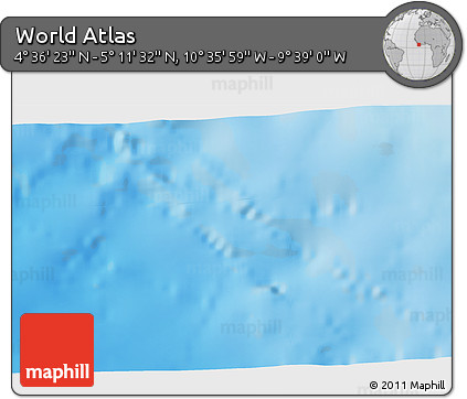 Physical 3D Map of the Area around 4° 53' 57" N, 10° 7' 30" W