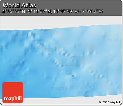 Physical 3D Map of the Area around 4° 53' 57" N, 10° 7' 30" W