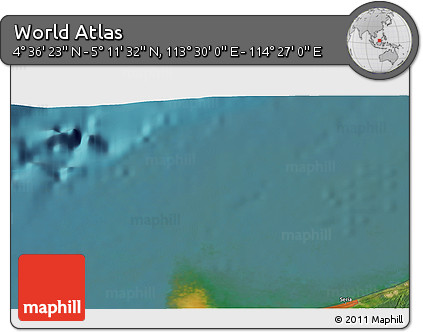 Satellite 3D Map of the Area around 4° 53' 57" N, 113° 58' 29" E