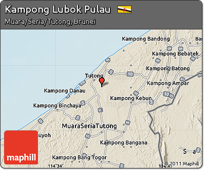 Shaded Relief Map of Kampong Lubok Pulau