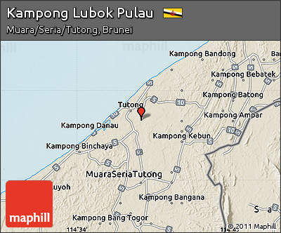 Shaded Relief Map of Kampong Lubok Pulau