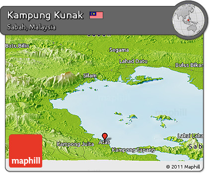 Physical Panoramic Map of Kampung Kunak