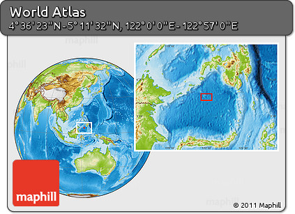 Physical Location Map of the Area around 4° 53' 57" N, 122° 28' 29" E