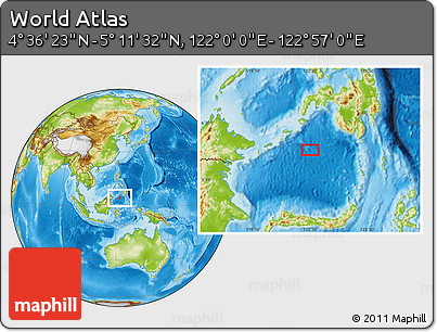 Physical Location Map of the Area around 4° 53' 57" N, 122° 28' 29" E