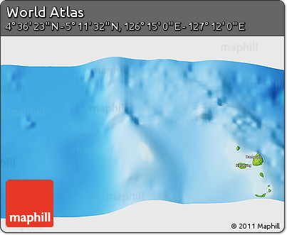 Physical 3D Map of the Area around 4° 53' 57" N, 126° 43' 29" E