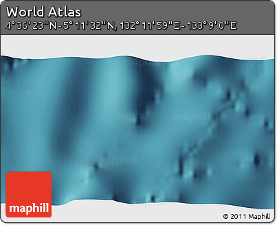 Satellite 3D Map of the Area around 4° 53' 57" N, 132° 40' 30" E
