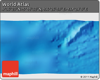Physical 3D Map of the Area around 4° 53' 57" N, 136° 55' 30" E