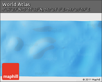 Physical 3D Map of the Area around 4° 53' 57" N, 142° 52' 30" E