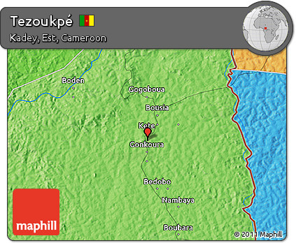 Political 3D Map of Tezoukpé
