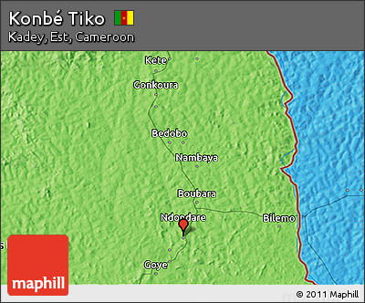 Political 3D Map of Konbé Tiko