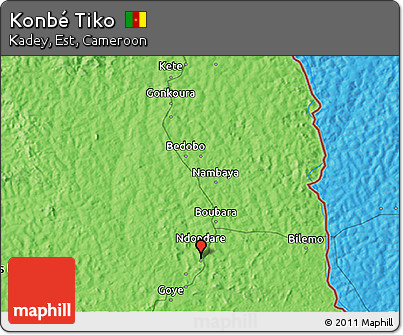 Political 3D Map of Konbé Tiko
