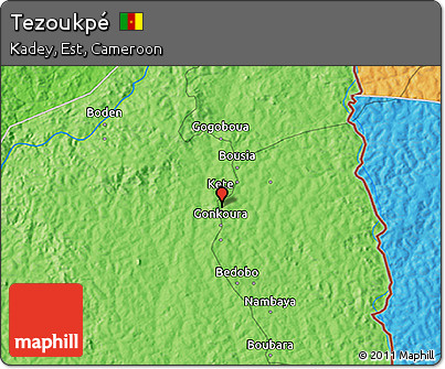 Political 3D Map of Tezoukpé