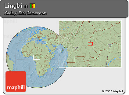Savanna Style Location Map of Lingbim, hill shading