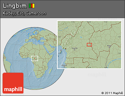 Savanna Style Location Map of Lingbim, hill shading