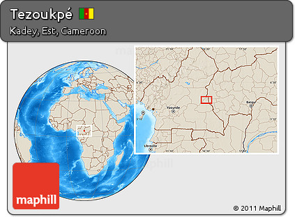 Shaded Relief Location Map of Tezoukpé