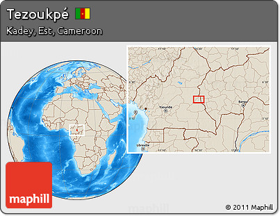 Shaded Relief Location Map of Tezoukpé