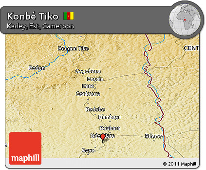 Physical Panoramic Map of Konbé Tiko